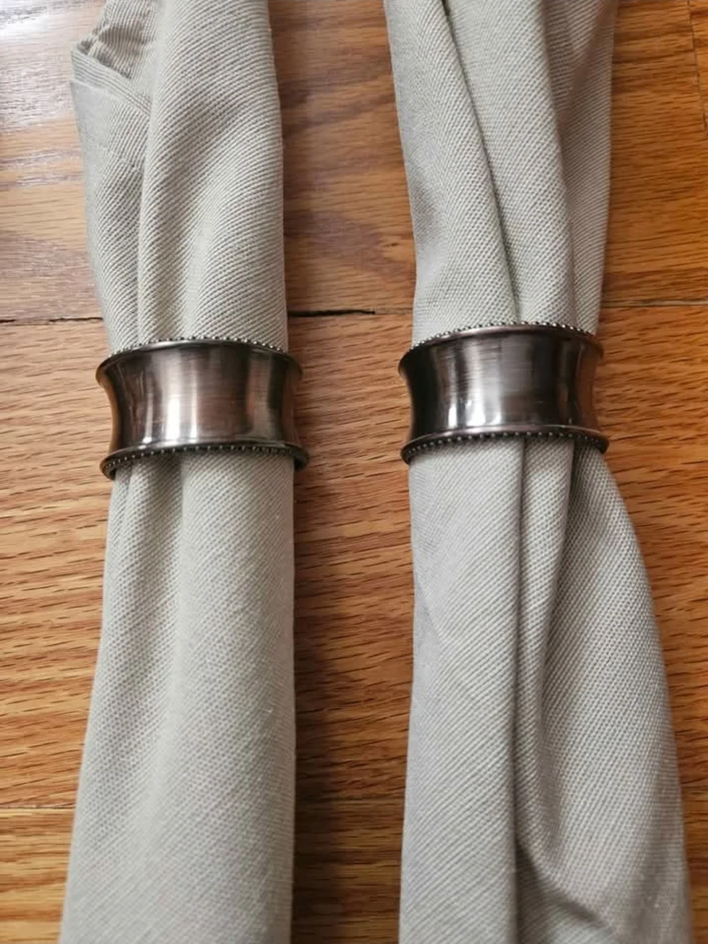 Threshold Beige Cloth Napkins With Bronze Napkin Rings